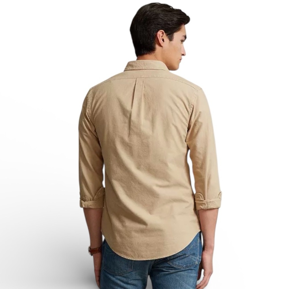 LAUREN RALPH LAUREN “Blake” Oxford Signature Pony Logo Tan Surrey Size Large - Picture 6 of 9